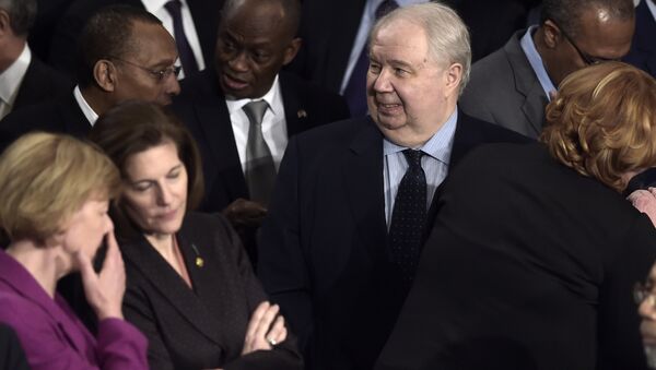 This file photo taken on February 28, 2017 shows Russian Ambassador to the US Sergey Kislyak (C)as he arrives before US President Donald Trump addresses a joint session of the US Congress in Washington, DC. - Sputnik International