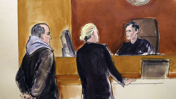 In this courtroom drawing, Elvis Redzepagic, left, appears before Magistrate Judge Robert Levy, right, Saturday, March 4, 2017 in New York, during his arraignment on charges that he attempted to provide material support to a foreign terrorist organization. - Sputnik International