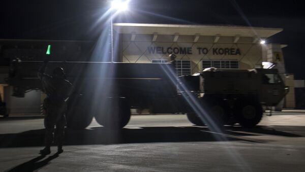 In this photo provided by U.S. Forces Korea, a truck carrying parts of U.S. missile launchers and other equipment needed to set up the Terminal High Altitude Area Defense (THAAD) missile defense system arrive at Osan air base in Pyeongtaek, South Korea, Monday, March 6, 2017. - Sputnik International