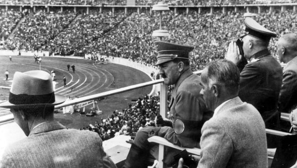 Dr. Joseph Goebbels, German Chancellor Adolf Hitler, Reichs Sports Leader Hans von Tschammer und Osten and Generalfeldmarschall Werner von Blomberg observe the Olympic Games in Berlin, Germany in August 1936 - Sputnik International