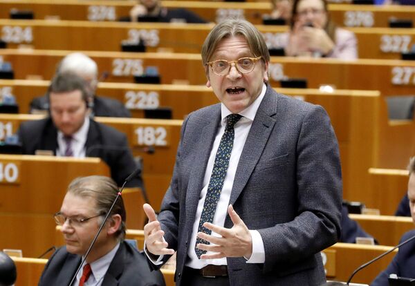 The European Union's chief Brexit negotiator Guy Verhofstadt addresses the European Parliament after European Commission President Jean-Claude Juncker presented a white paper in Brussels. - Sputnik International