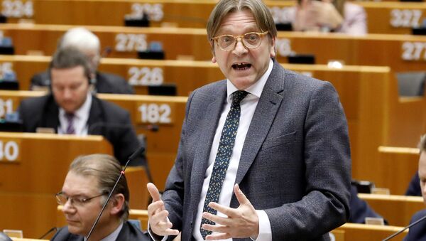 The European Union's chief Brexit negotiator Guy Verhofstadt addresses the European Parliament after European Commission President Jean-Claude Juncker presented a white paper in Brussels. - Sputnik International