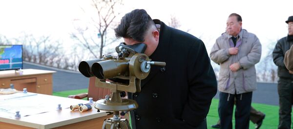 North Korean leader Kim Jong Un supervised a ballistic rocket launching drill of Hwasong artillery units of the Strategic Force of the KPA on the spot in this undated photo released by North Korea's Korean Central News Agency (KCNA) in Pyongyang March 7, 2017 North Korean leader Kim Jong Un supervised a ballistic rocket launching drill of Hwasong artillery units of the Strategic Force of the KPA on the spot in this undated photo released by North Korea's Korean Central News Agency (KCNA) in Pyongyang March 7, 2017 - Sputnik International