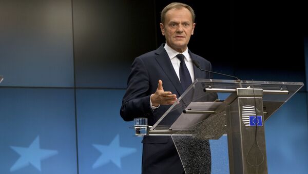 European Council President Donald Tusk speaks during a media conference at the end of an EU summit in Brussels - Sputnik International
