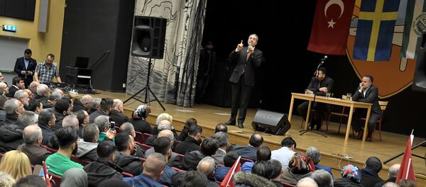 Turkish politician Mehmet Mehdi Eker is pictured during a campaign meeting in Fittja in southern Stockholm, Sweden, March 12, 2017. - Sputnik International