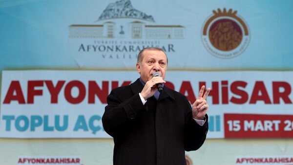 Turkish President Tayyip Erdogan addresses his supporters during a ceremony in Afyonkarahisar, Turkey March 15, 2017 - Sputnik International