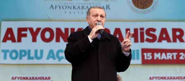 Turkish President Tayyip Erdogan addresses his supporters during a ceremony in Afyonkarahisar, Turkey March 15, 2017 - Sputnik International