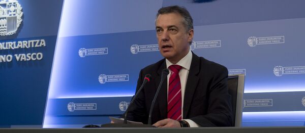 Head of the regional Basque government Inigo Urkullu Basque speaks during a press conference in Donostia (San Sebastian) on March 17, 2017 held to inform that Basque separatist group ETA plans to fully lay down its weapons by April 8 by providing the location of its arms stockpiles Head of the regional Basque government Inigo Urkullu Basque speaks during a press conference in Donostia (San Sebastian) on March 17, 2017 held to inform that Basque separatist group ETA plans to fully lay down its weapons by April 8 by providing the location of its arms stockpiles - Sputnik International