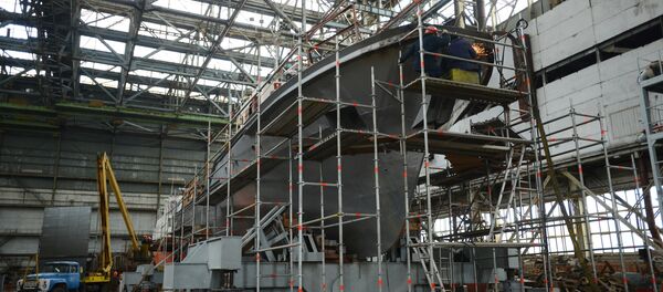One of the shops at the More Shipyards in Feodosia. The shipyards will have contracts on building naval ships after being modernized with the first stage of modernization scheduled for fall 2016 - Sputnik International
