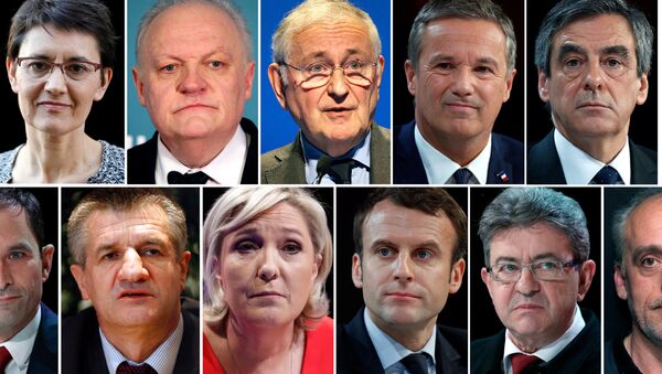 A combination picture shows candidates for the French 2017 presidential election - Sputnik International
