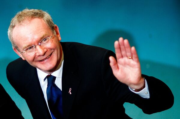 Sinn Fein chief negotiator Martin McGuinness visits the count centre in Ballymena, northern Ireland, March 8, 2007.  - Sputnik International