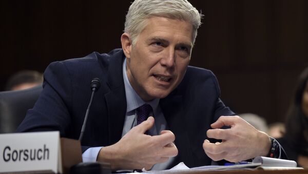 Supreme Court Justice nominee Neil Gorsuch testifies on Capitol Hill in Washington, Tuesday, March 21, 2017, during his confirmation hearing before the Senate Judiciary Committee. - Sputnik International