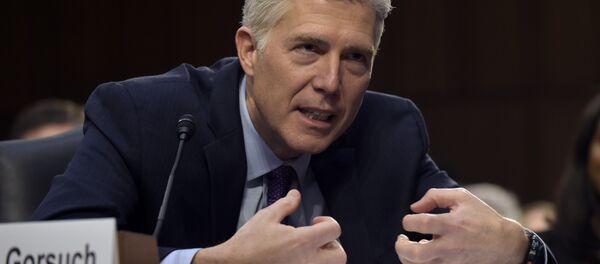 Supreme Court Justice nominee Neil Gorsuch testifies on Capitol Hill in Washington, Tuesday, March 21, 2017, during his confirmation hearing before the Senate Judiciary Committee. - Sputnik International