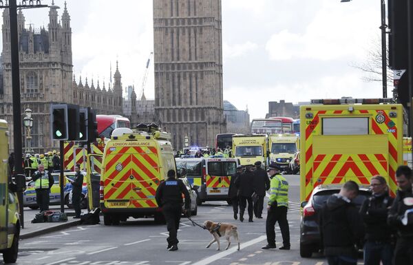 Emergency services respond after an incident on Westminster Bridge in London, Britain Emergency services respond after an incident on Westminster Bridge in London, Britain - Sputnik International