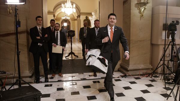 House Speaker Paul Ryan of Wis. strides to his office on Capitol Hill in Washington, Thursday, March 23, 2017, as he and the Republican leadership scramble for votes on their health care overhaul in the face of opposition from reluctant conservatives in the House Freedom Caucus. - Sputnik International