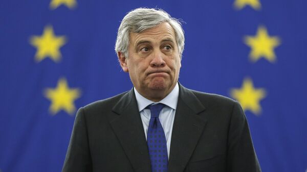Antonio Tajani acknowledges applauses after being elected European Parliament President at the European Parliament in Strasbourg, in Strasbourg, eastern France, Tuesday, Jan. 17, 2017 - Sputnik International