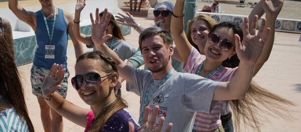 Participants in the Taurida on Bakalskaya Spit national educational forum in Crimea Participants in the Taurida on Bakalskaya Spit national educational forum in Crimea - Sputnik International