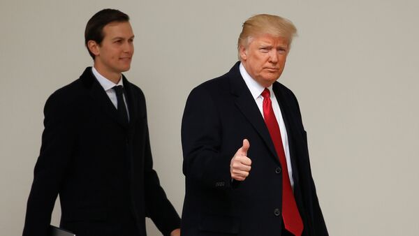 US President Donald Trump gives the thumbs-up as he and Senior Advisor Jared Kushner depart the White House in Washington, 15 March 2017 - Sputnik International