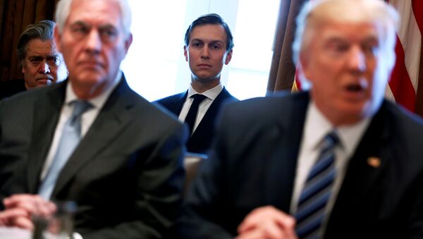 White House advisors Jared Kushner and Steve Bannon look on as U.S. President Donald Trump (R), flanked by Secretary of State Rex Tillerson (2nd L), holds a cabinet meeting at the White House in Washington, U.S. - Sputnik International