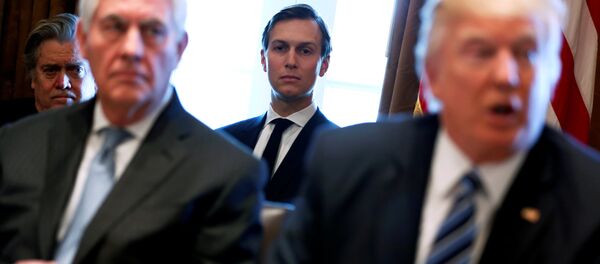 White House advisors Jared Kushner and Steve Bannon look on as U.S. President Donald Trump (R), flanked by Secretary of State Rex Tillerson (2nd L), holds a cabinet meeting at the White House in Washington, U.S. White House advisors Jared Kushner and Steve Bannon look on as U.S. President Donald Trump (R), flanked by Secretary of State Rex Tillerson (2nd L), holds a cabinet meeting at the White House in Washington, U.S. - Sputnik International