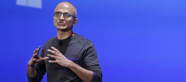 In this Jan. 21, 2015, file photo, Microsoft CEO Satya Nadella speaks at an event demonstrating the new features of Windows 10 at the company's headquarters in Redmond, Wash. In this Jan. 21, 2015, file photo, Microsoft CEO Satya Nadella speaks at an event demonstrating the new features of Windows 10 at the company's headquarters in Redmond, Wash. - Sputnik International