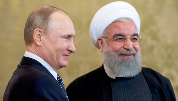 March 28, 2017. Russian President Vladimir Putin and President of the Islamic Republic of Iran Hassan Rouhani, left, during a meeting. - Sputnik International