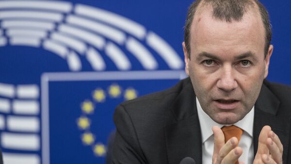 Chairman of the European People's Party group of the European Parliament Manfred Weber gestures during a press briefing in European Parliament in Strasbourg, eastern France, Tuesday, March 14, 2017. - Sputnik International