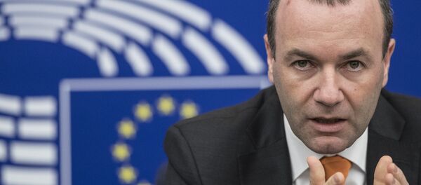 Chairman of the European People's Party group of the European Parliament Manfred Weber gestures during a press briefing in European Parliament in Strasbourg, eastern France, Tuesday, March 14, 2017. - Sputnik International