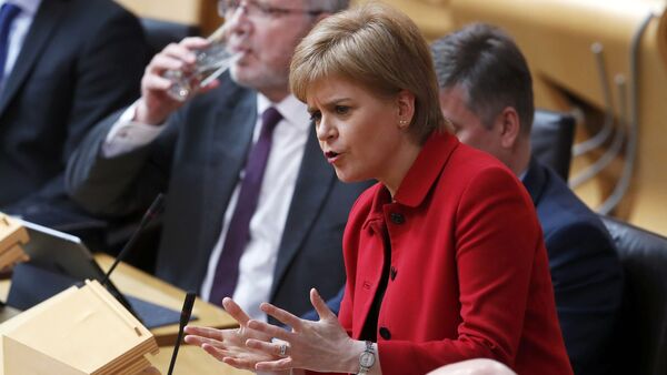 Scotland's First Minister Nicola Sturgeon speaks in the chamber on the second day of the 'Scotland's Choice' debate on a motion to seek the authority to hold an indpendence referendum, at the Scottish Parliament in Edinburgh - Sputnik International
