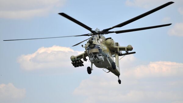 A Mi-28UB combat training helicopter during the first demonstration flight at the Rostvertol flight-test base in Rostov-on-Don. (File) - Sputnik International