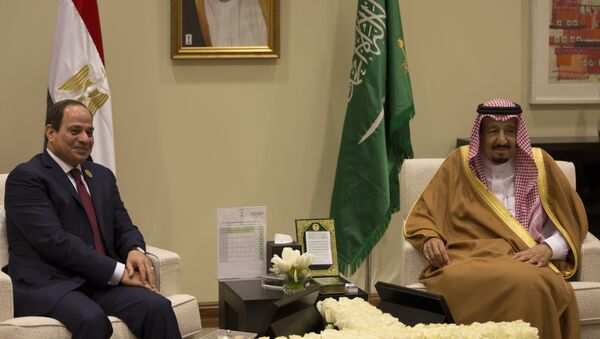 Egyptian President Abdel-Fattah el-Sissi, left, meets with King Salman of Saudi Arabia on the sidelines of of the Arab League summit at the Dead Sea, Jordan - Sputnik International