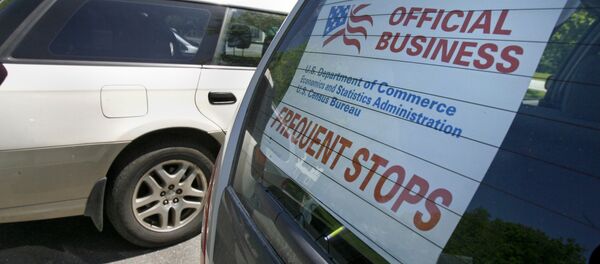 A sign marks the vehicle of a census enumerator during Census training in Dummerston, Vt., Tuesday, 19 May 2009 - Sputnik International