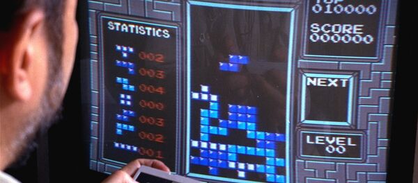 Tetris, an addictive brain-teasing video game, is shown as played on the Nintendo Entertainment System in New York, June 1990. Created by a Soviet scientist, Tetris is the first Communist bloc video game to hit it big in the free market. - Sputnik International
