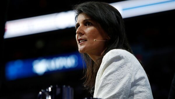 U.S. Ambassador to the United Nations NIkki Haley speaks to the American Israel Public Affairs Committee (AIPAC) policy conference in Washington, U.S., March 27, 2017 - Sputnik International