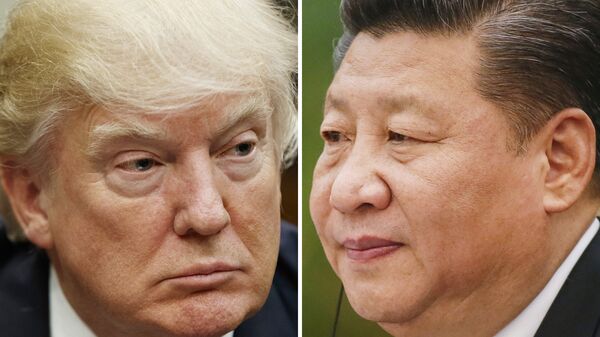 This combination of file photos shows U.S. President Donald Trump on March 28, 2017, in Washington, left, and Chinese President Xi Jinping on Feb. 22, 2017, in Beijing - Sputnik International