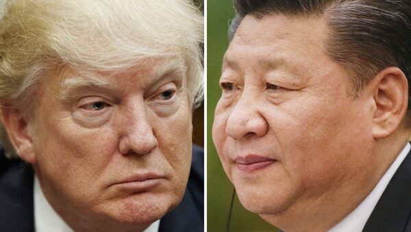 This combination of file photos shows U.S. President Donald Trump on March 28, 2017, in Washington, left, and Chinese President Xi Jinping on Feb. 22, 2017, in Beijing - Sputnik International