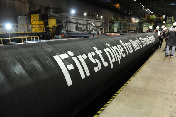 A handout by Nord Stream 2 claims to show the first pipes for the Nord Stream 2 project at a plant of OMK, which is one of the three pipe suppliers selected by Nord Stream 2 AG, in Vyksa, Russia, in this undated photo provided to Reuters on March 23, 2017 A handout by Nord Stream 2 claims to show the first pipes for the Nord Stream 2 project at a plant of OMK, which is one of the three pipe suppliers selected by Nord Stream 2 AG, in Vyksa, Russia, in this undated photo provided to Reuters on March 23, 2017 - Sputnik International