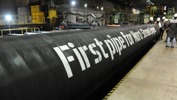 A handout by Nord Stream 2 claims to show the first pipes for the Nord Stream 2 project at a plant of OMK, which is one of the three pipe suppliers selected by Nord Stream 2 AG, in Vyksa, Russia, in this undated photo provided to Reuters on March 23, 2017 - Sputnik International