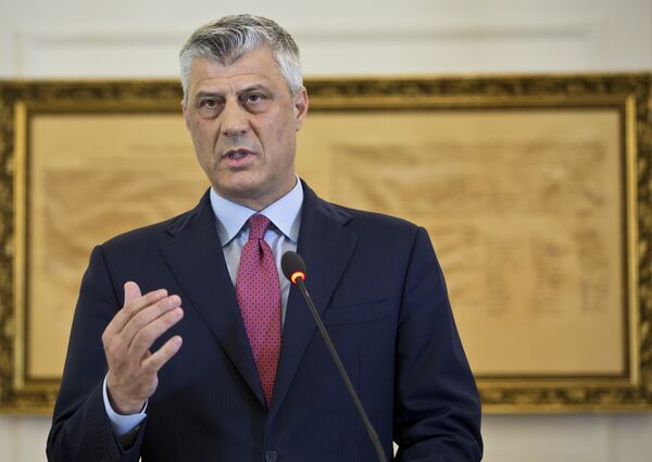 Kosovo President Hashim Thaci during a press conference in capital Pristina, Kosovo. File photo Kosovo President Hashim Thaci during a press conference in capital Pristina, Kosovo. File photo - Sputnik International