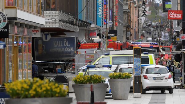 People were killed when a truck crashed into department store Ahlens on Drottninggatan, in central Stockholm, Sweden April 7, 2017. - Sputnik International