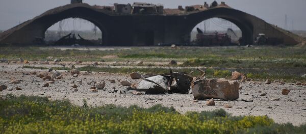 Aftermath of the US missile attack on a Syrian military airbase Aftermath of the US missile attack on a Syrian military airbase - Sputnik International