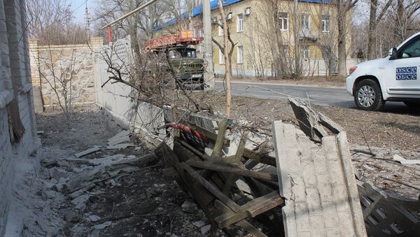 Aftermath of shelling in the town of Luganskoye in the Donetsk Region. File photo - Sputnik International