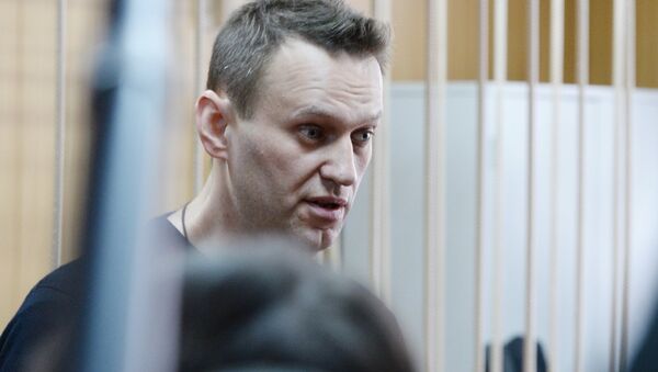 Politician Alexei Navalny during a hearing at Moscow's Tverskoi District Court as the court considers the administrative case against Navalny over organization of an unauthorized rally in downtown Moscow - Sputnik International
