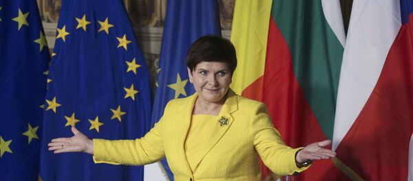 Poland's Prime Minister Beata Maria Szydlo reacts after signing document during the EU leaders meeting on the 60th anniversary of the Treaty of Rome, in Rome, Italy March 25, 2017. Poland's Prime Minister Beata Maria Szydlo reacts after signing document during the EU leaders meeting on the 60th anniversary of the Treaty of Rome, in Rome, Italy March 25, 2017. - Sputnik International