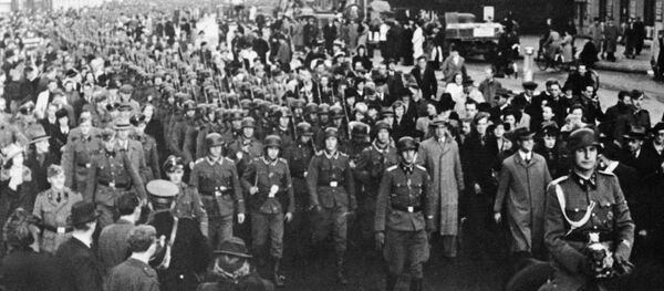 The Danish legion of pro-Nazis who are fighting with the Germans on the Russian front leaving Copenhagen after spending their leave there, Nov. 12, 1942 The Danish legion of pro-Nazis who are fighting with the Germans on the Russian front leaving Copenhagen after spending their leave there, Nov. 12, 1942 - Sputnik International