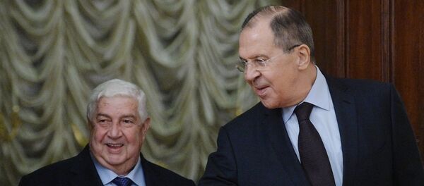 Russian Foreign Minister Sergey Lavrov, right, and Syrian Foreign Minister Walid al Muallem during their meeting in Moscow Russian Foreign Minister Sergey Lavrov, right, and Syrian Foreign Minister Walid al Muallem during their meeting in Moscow - Sputnik International