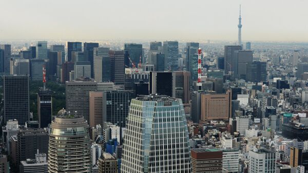 Tokyo's Minato District. Foreground is the Atago Green Hills Mori Tower skyscraper. Foreground, left is the Atago Green Hills Forest Tower skyscraper. - Sputnik International