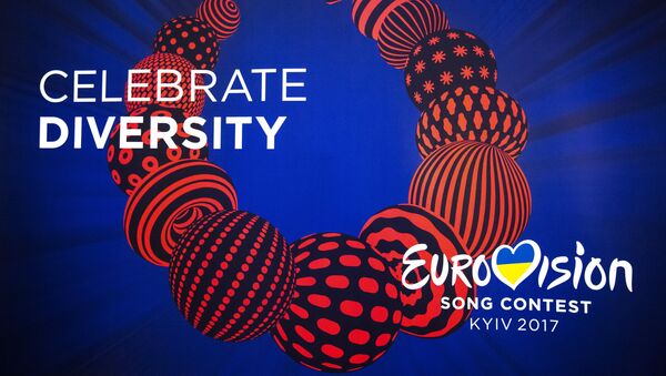 Logo of the Eurovision 2017 song contest at the semi-final allocation draw in Kiev. - Sputnik International