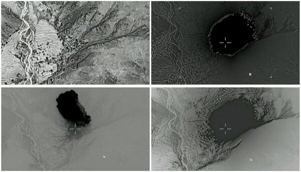 A combination of still images taken from a video released by the U.S. Department of Defense on April 14, 2017 shows (clockwise) the explosion of a MOAB, or mother of all bombs, when it struck the Achin district of the eastern province of Nangarhar, Afghanistan, bordering Pakistan. A combination of still images taken from a video released by the U.S. Department of Defense on April 14, 2017 shows (clockwise) the explosion of a MOAB, or mother of all bombs, when it struck the Achin district of the eastern province of Nangarhar, Afghanistan, bordering Pakistan. - Sputnik International