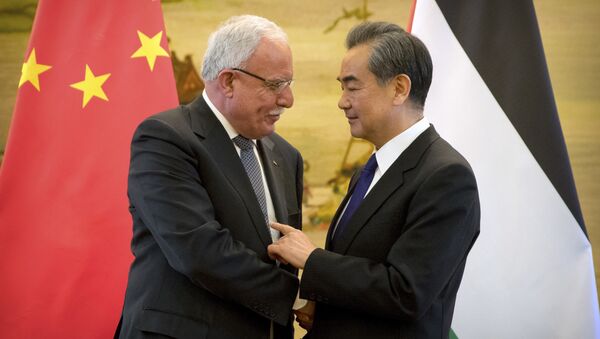 Chinese Foreign Minister Wang Yi meets with  Palestinian Foreign Minister Riyad al-Maliki, April 2017 - Sputnik International
